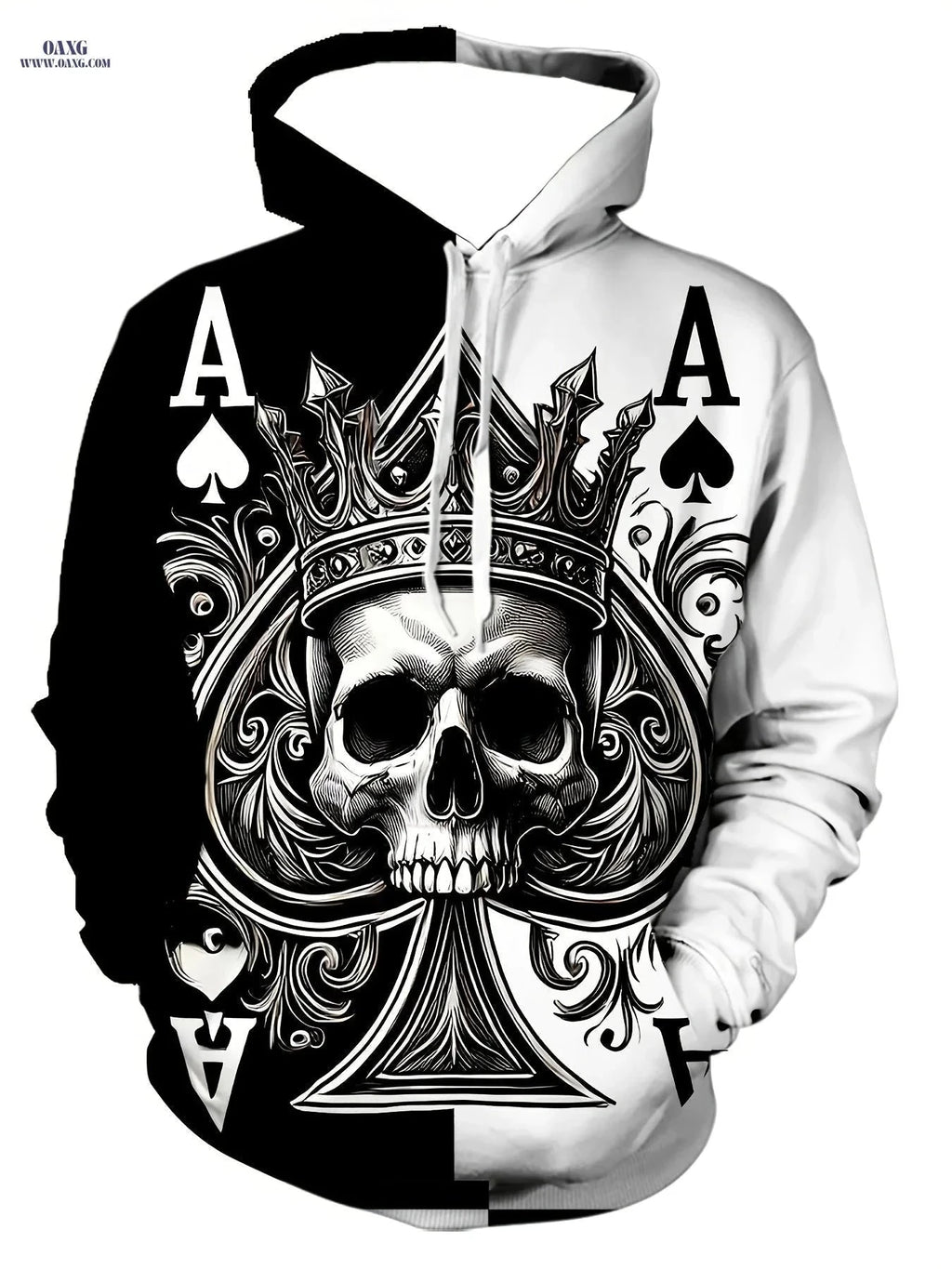Men's 3D Skeleton Poker Hoodie - Casual Long Sleeve Jacket   OAXG 【Multicolor】 / FR S