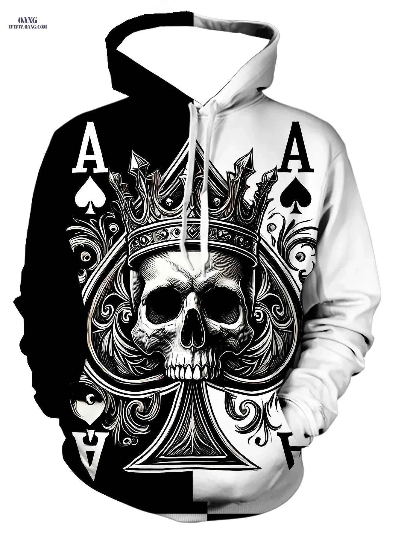 Men's 3D Skeleton Poker Hoodie - Casual Long Sleeve Jacket   OAXG 【Multicolor】 / FR S