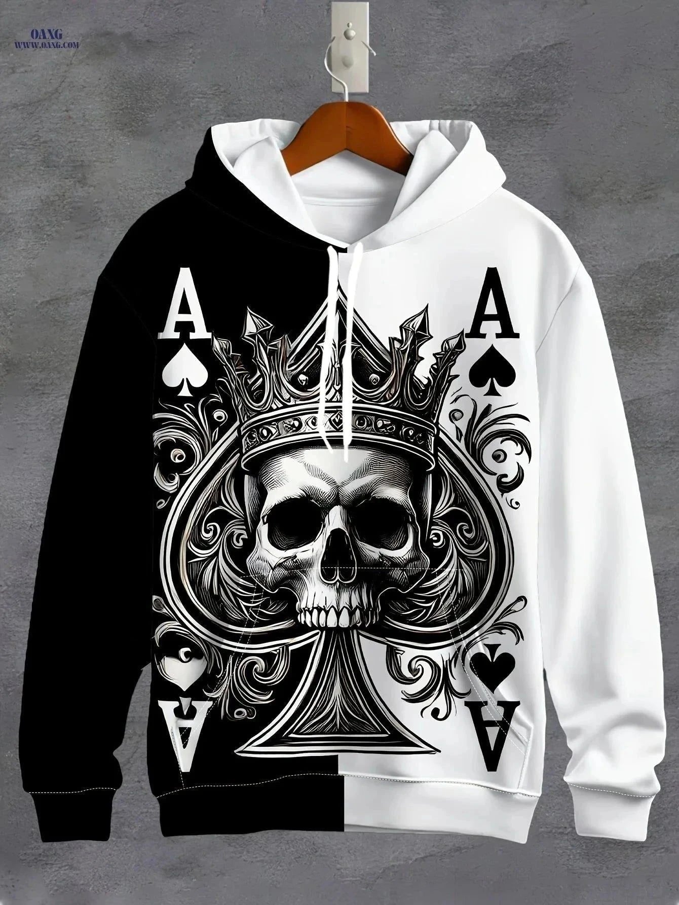 Men's 3D Skeleton Poker Hoodie - Casual Long Sleeve Jacket   OAXG 【Multicolor】 / FR S