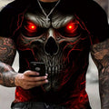 Men's 3D Skull Print Graphic T-Shirt - Casual Crew Neck Tee   OAXG 