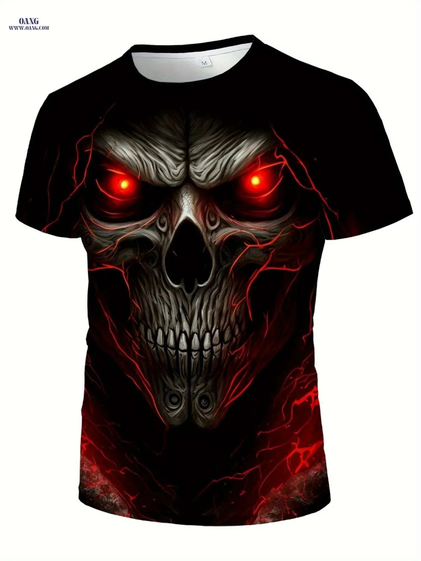 Men's 3D Skull Print Graphic T-Shirt - Casual Crew Neck Tee   OAXG Mixed Color / S