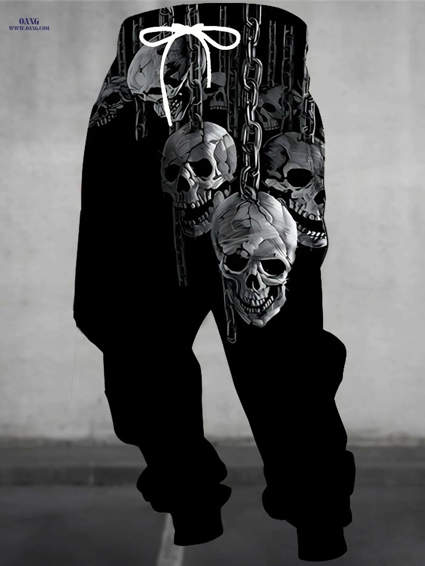 Men's 3D Skull Print Joggers - Casual Drawstring Sweatpants for Halloween   OAXG 