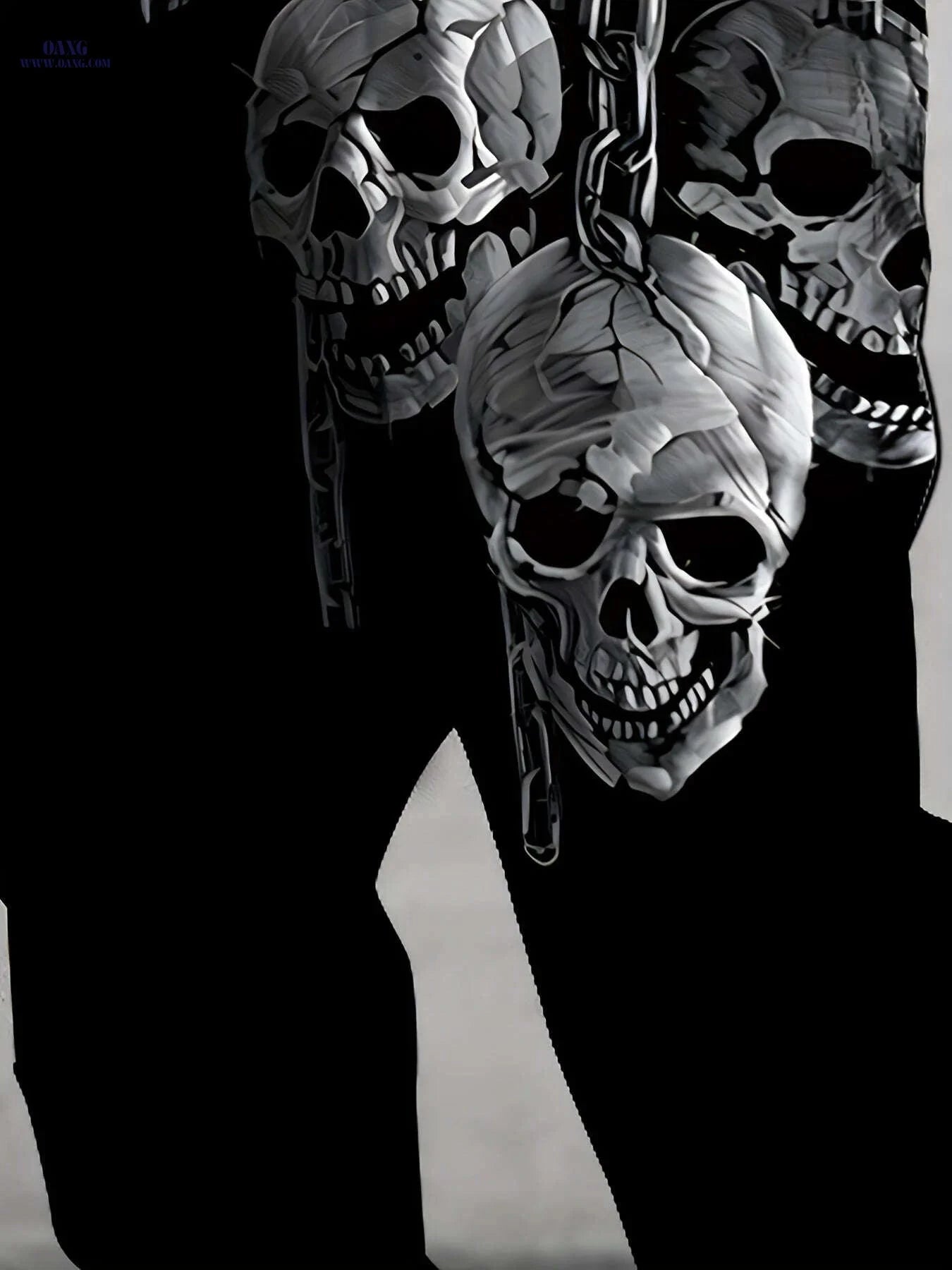 Men's 3D Skull Print Joggers - Casual Drawstring Sweatpants for Halloween   OAXG Mixed Color / FR S