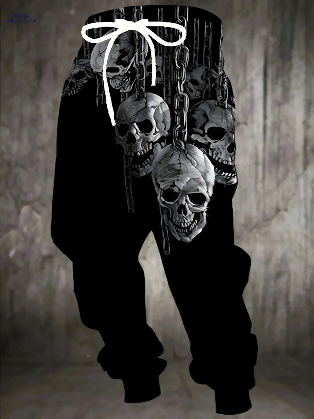 Men's 3D Skull Print Joggers - Casual Drawstring Sweatpants for Halloween   OAXG 