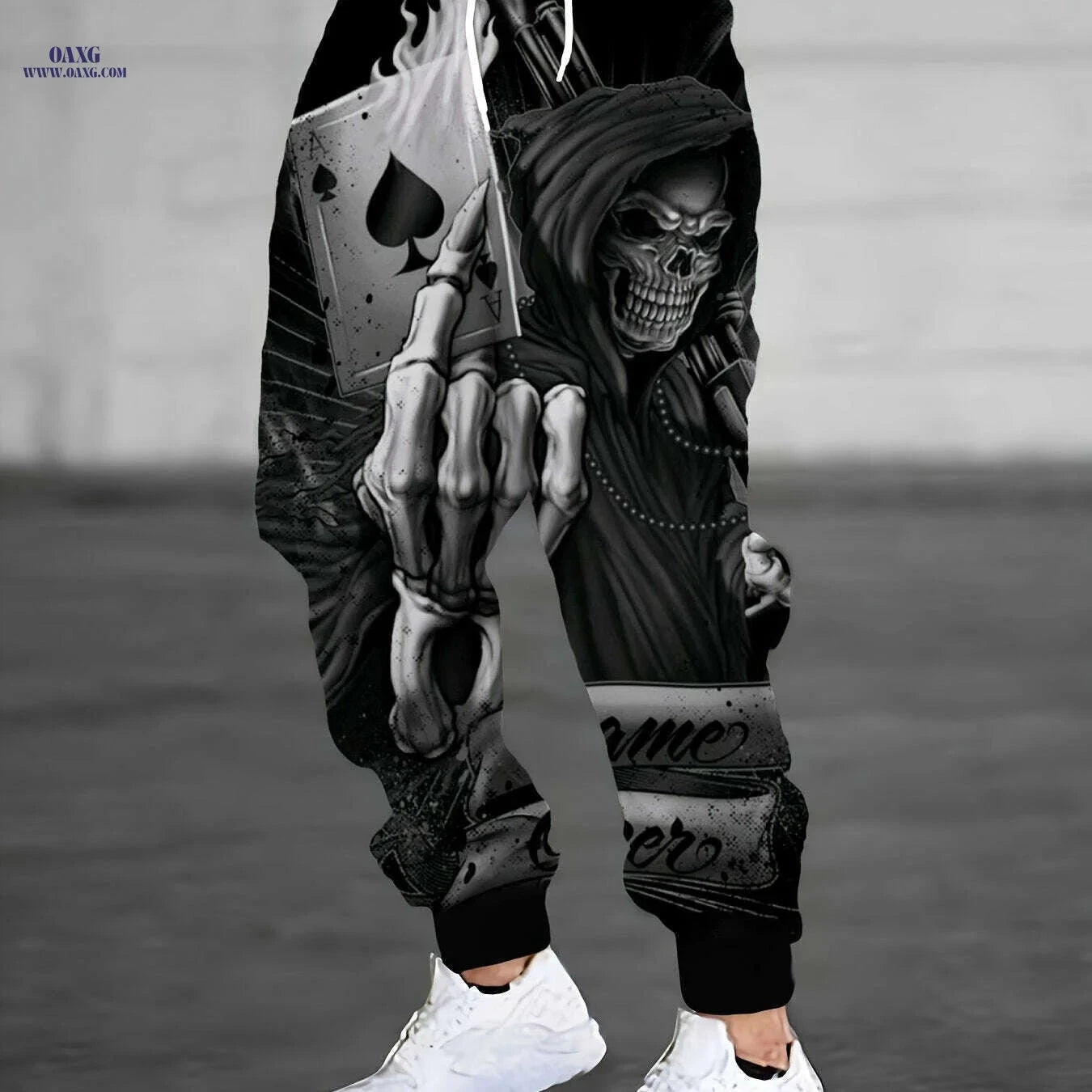 Men's 3D Skull Print Joggers - Casual Loose Fit with Pockets   OAXG Black / S