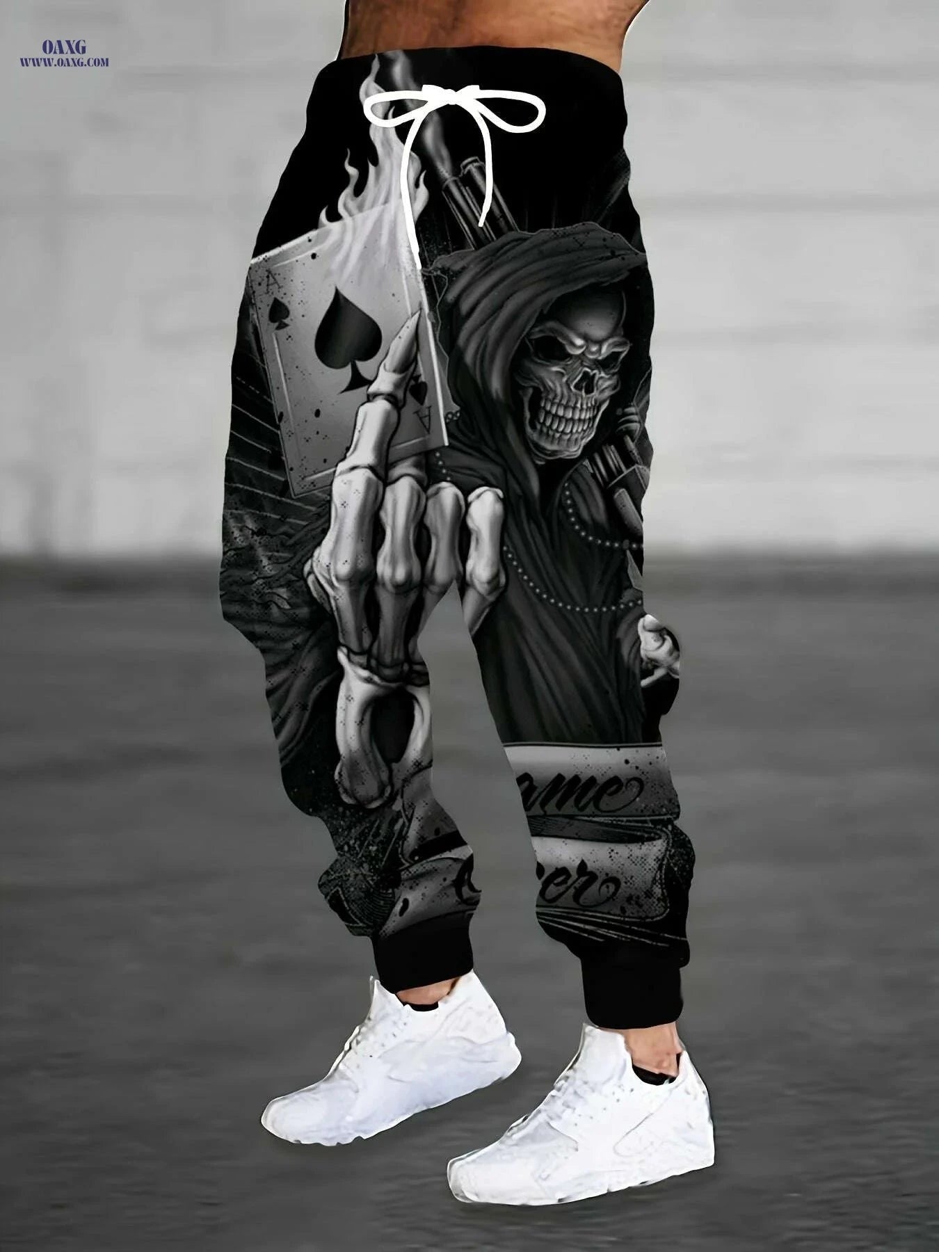 Men's 3D Skull Print Joggers - Casual Loose Fit with Pockets   OAXG Black / S