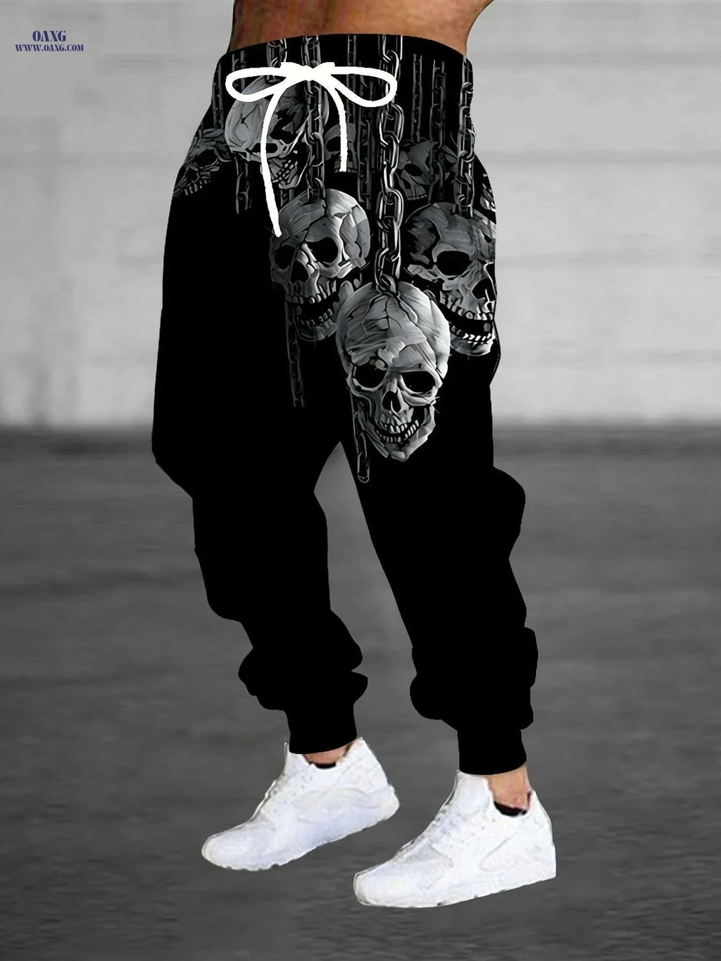 Men's 3D Skull Print Joggers - Casual Stretchy Sweatpants for Halloween   OAXG Mixed Color / S