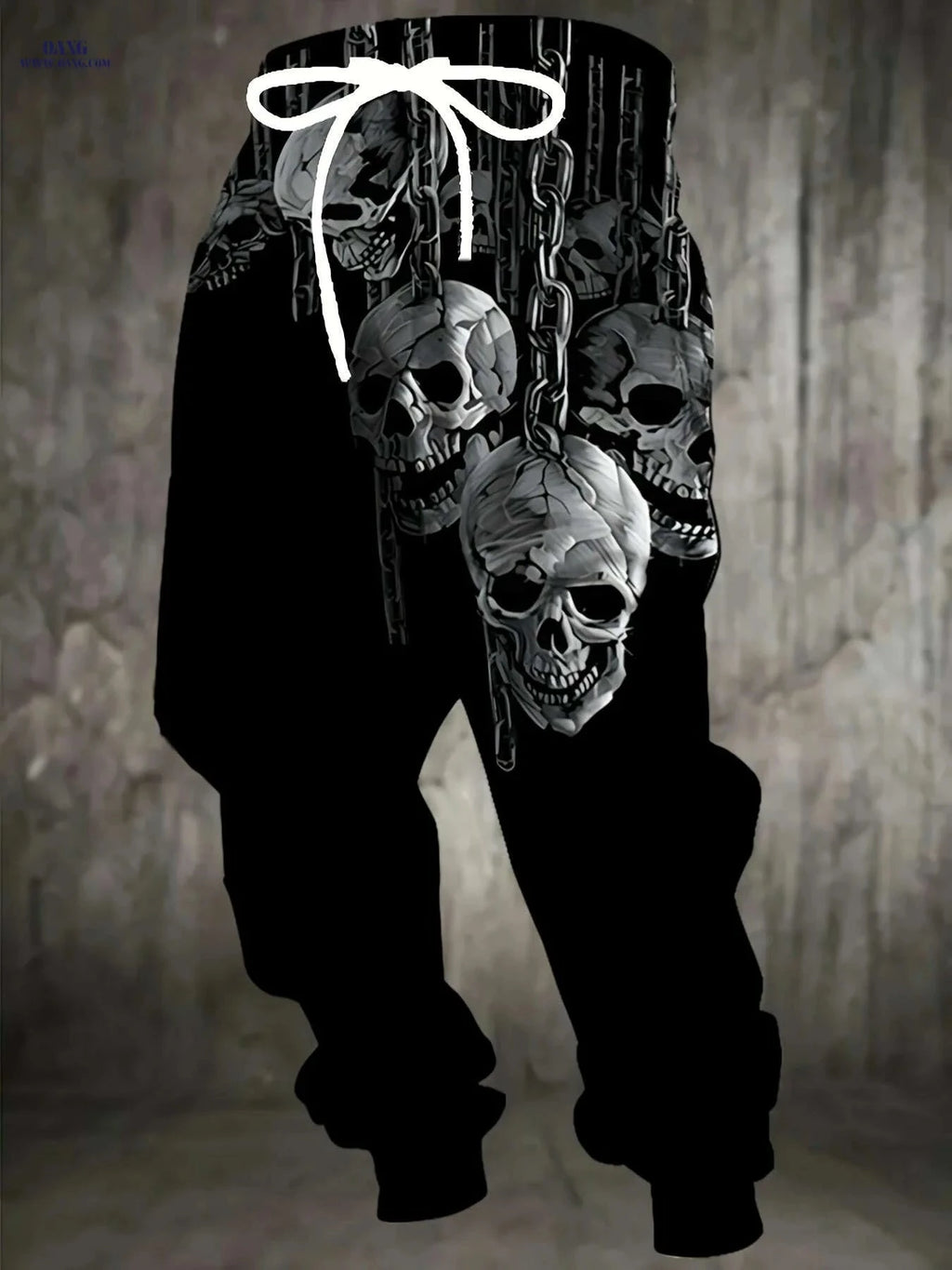 Men's 3D Skull Print Joggers - Casual Stretchy Sweatpants for Halloween   OAXG Mixed Color / S