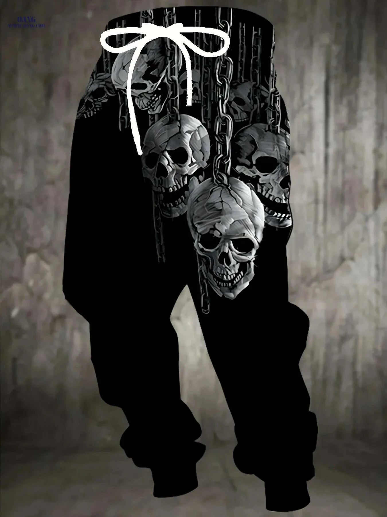 Men's 3D Skull Print Joggers - Casual Stretchy Sweatpants for Halloween   OAXG Mixed Color / S