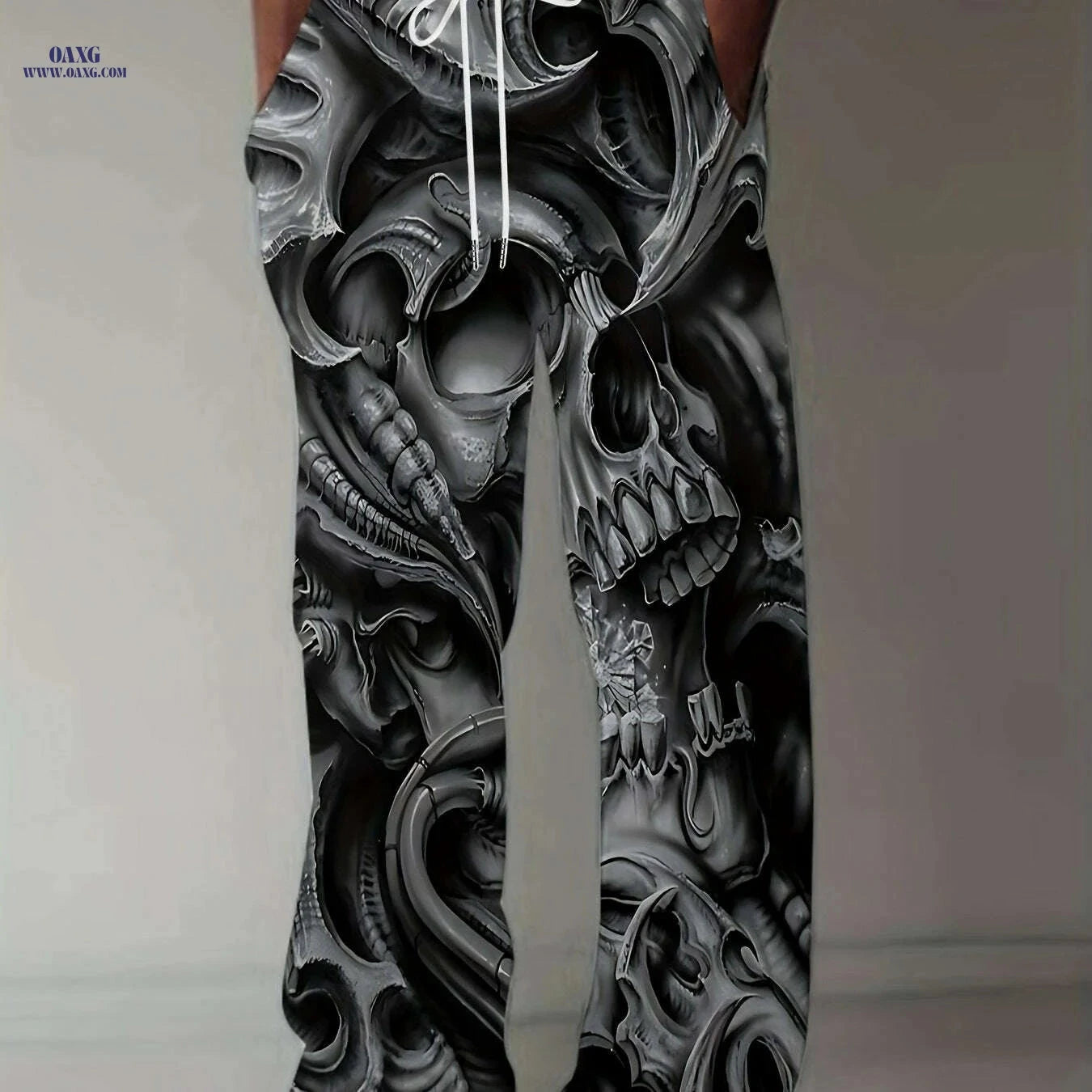 Men's 3D Skull Print Pants - Loose-Fit Casual Joggers with Pockets   OAXG Black / M