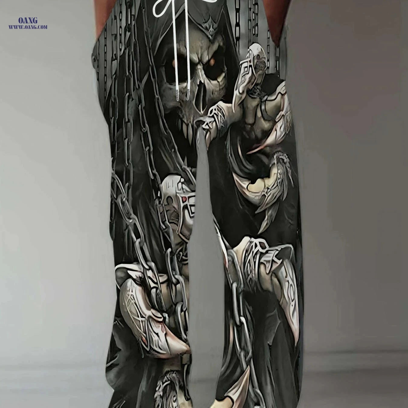 Men's 3D Skull Print Pants - Loose-Fit Casual Joggers with Pockets   OAXG Black / M