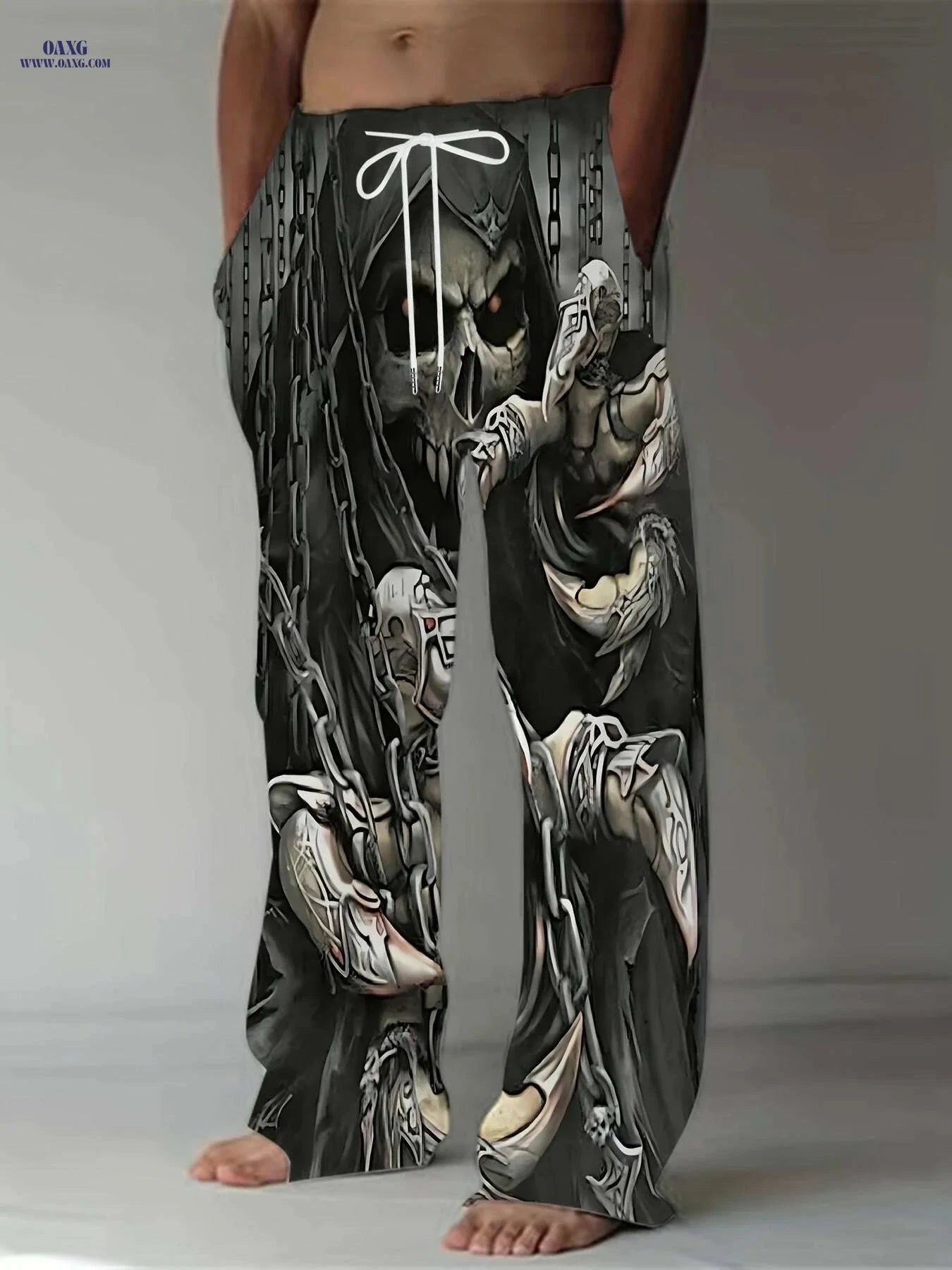 Men's 3D Skull Print Pants - Loose-Fit Casual Joggers with Pockets   OAXG Black / M