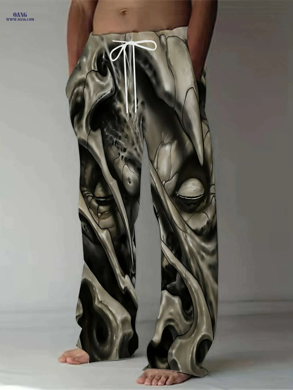 Men's 3D Skull Print Pants - Loose-Fit Casual Joggers with Pockets   OAXG 