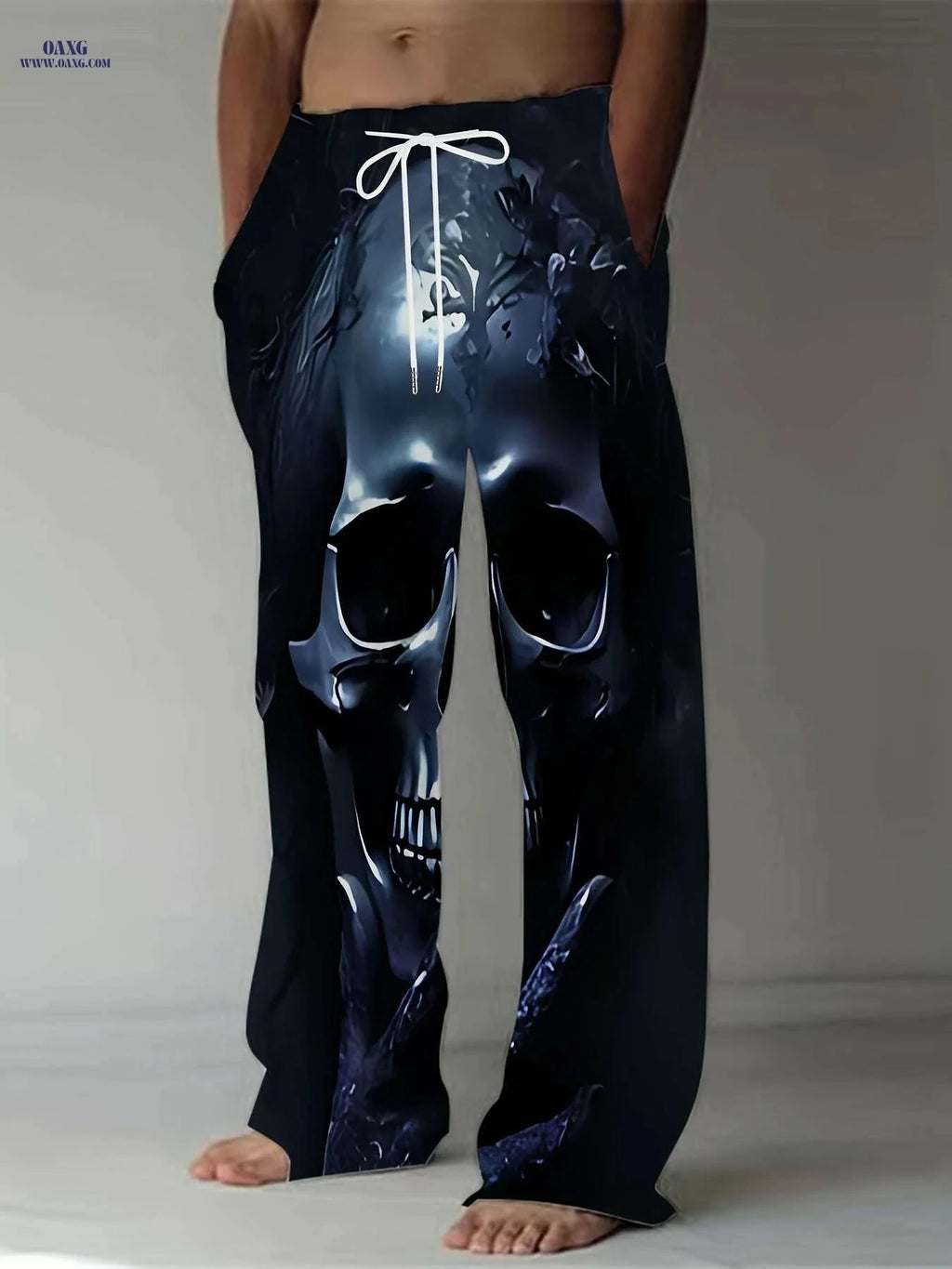 Men's 3D Skull Print Pants - Loose Fit Casual Stretch Trousers   OAXG 