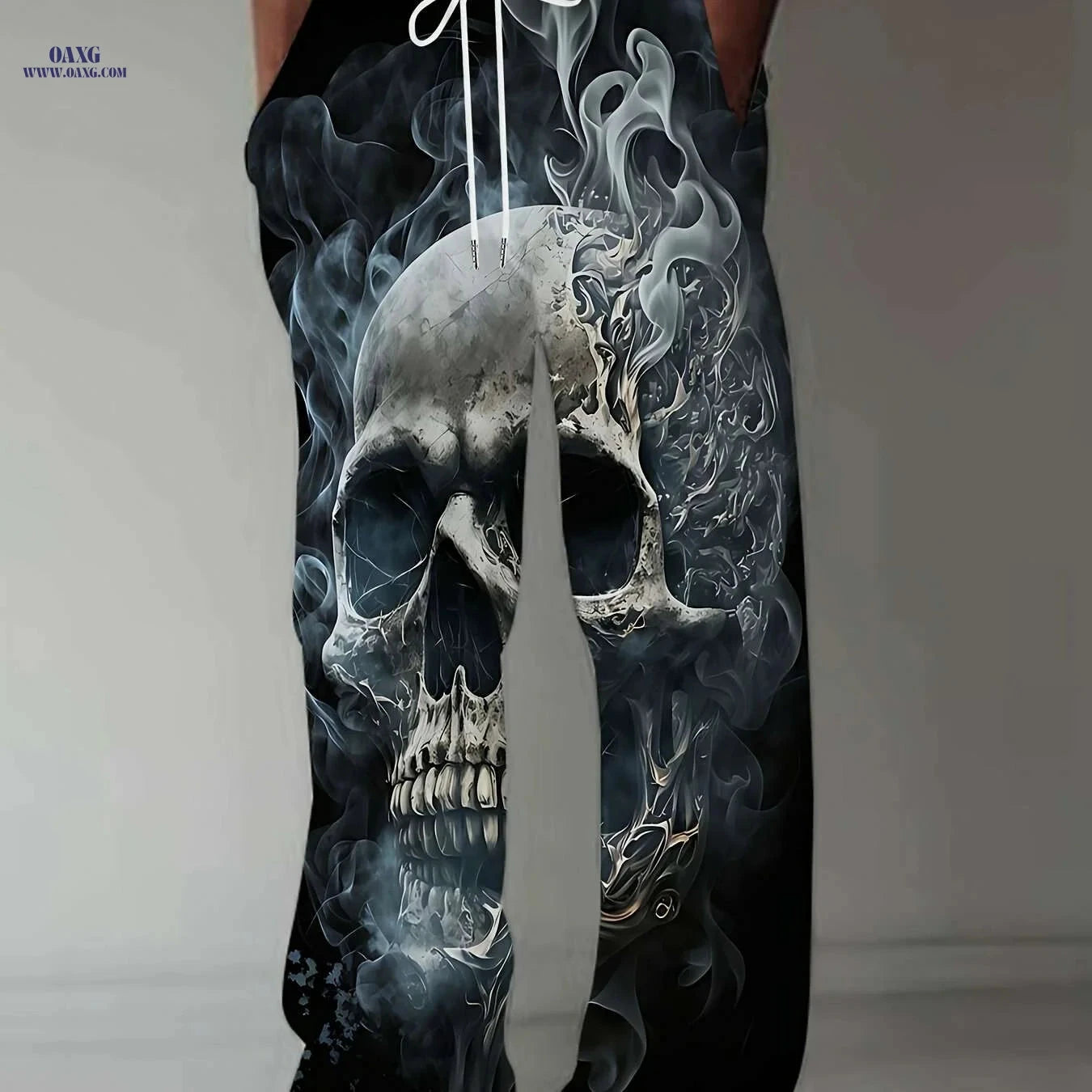 Men's 3D Skull Print Pants - Loose Fit Casual Stretch Trousers   OAXG Black / M
