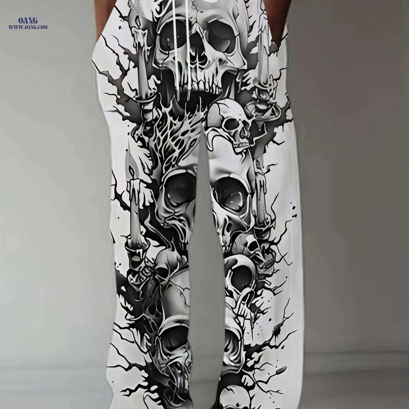 Men's 3D Skull Print Pants - Loose Fit Casual Stretch Trousers   OAXG Black / M