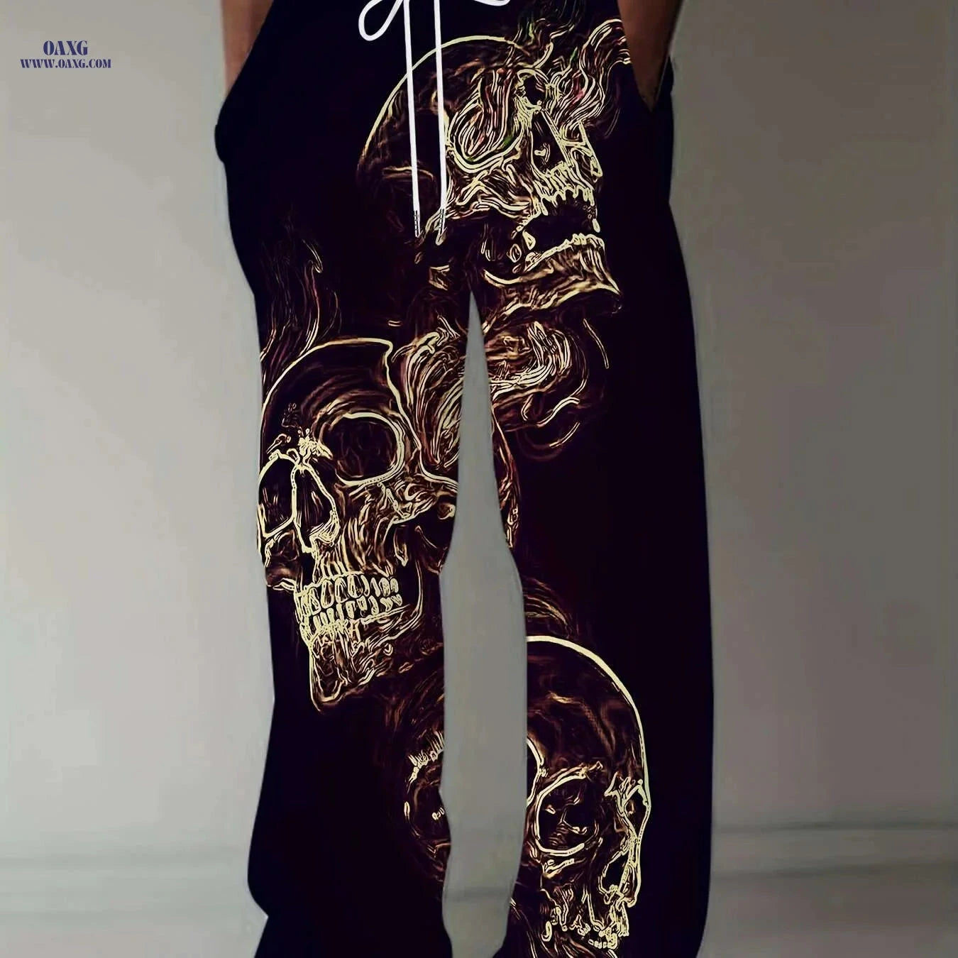 Men's 3D Skull Print Pants - Loose Fit Casual Stretch Trousers   OAXG Black / M