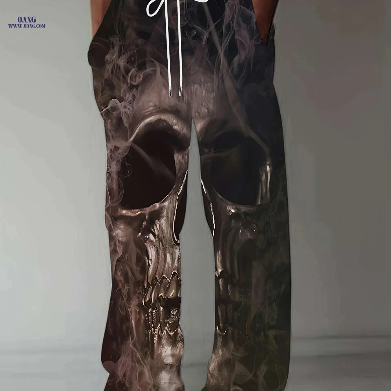 Men's 3D Skull Print Pants - Loose Fit Casual Stretch Trousers   OAXG 