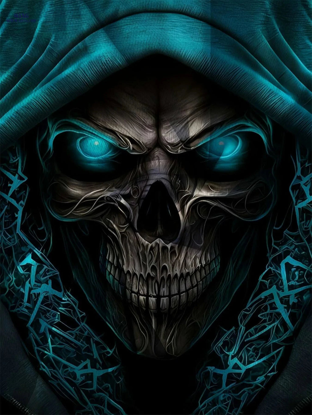 Men's 3D Skull Print T-Shirt - Edgy Gothic Design, Short Sleeve   OAXG Mixed Color / S