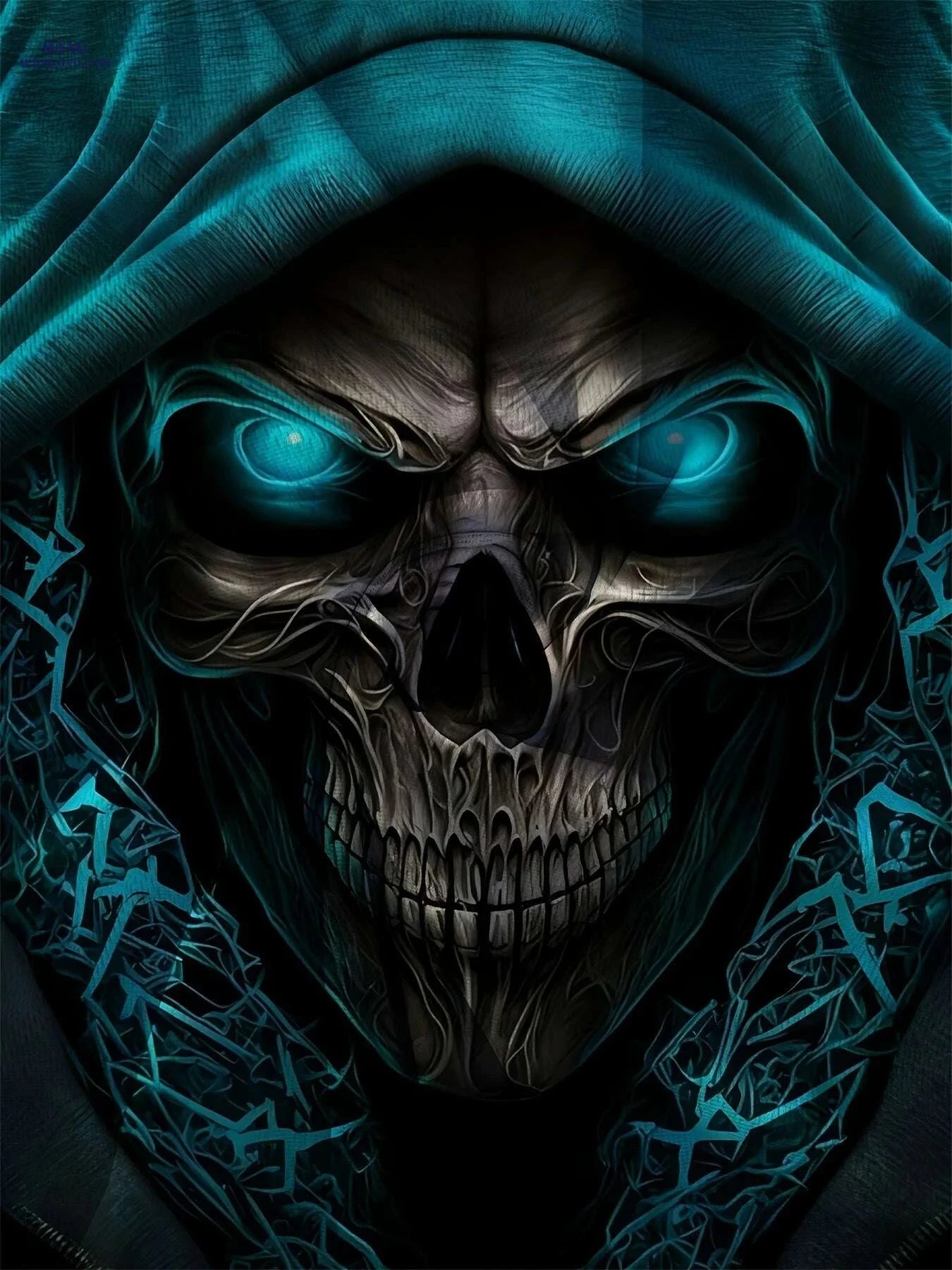 Men's 3D Skull Print T-Shirt - Edgy Gothic Design, Short Sleeve   OAXG Mixed Color / S