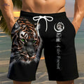Men's 3D Tiger Print Beach Shorts - Lightweight, Casual & Comfortable   OAXG Black / S