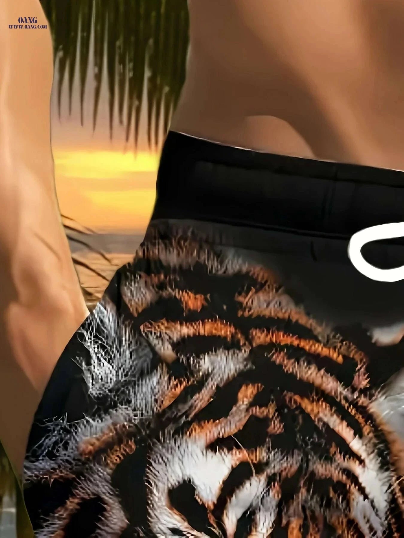 Men's 3D Tiger Print Beach Shorts - Lightweight, Casual & Comfortable   OAXG 
