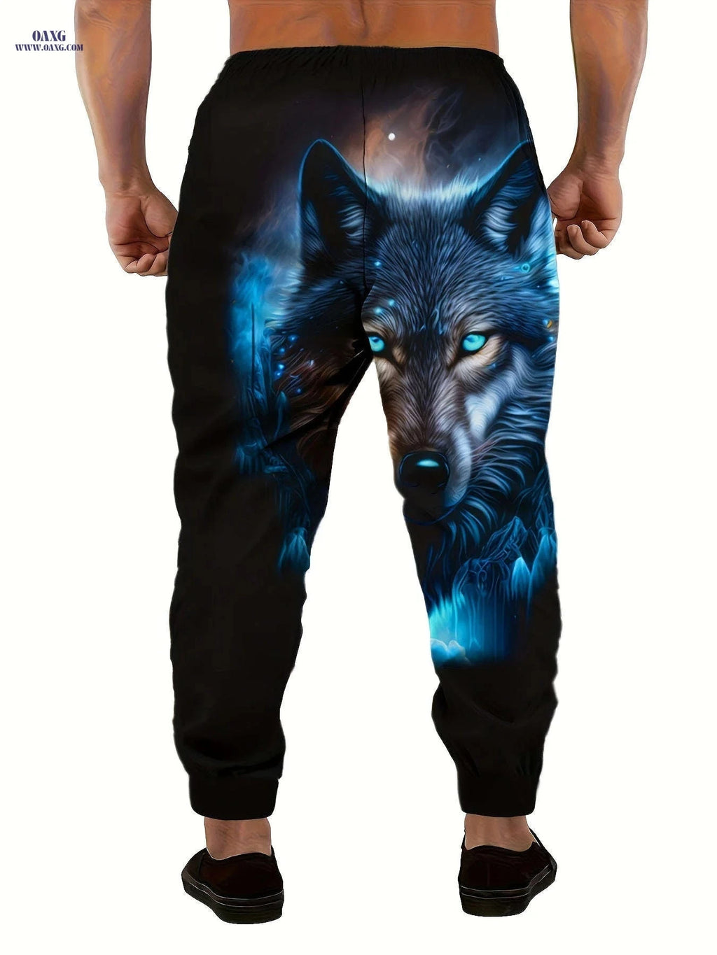 Men's 3D Wolf Print Joggers - Casual & Sporty Drawstring Pants   OAXG 