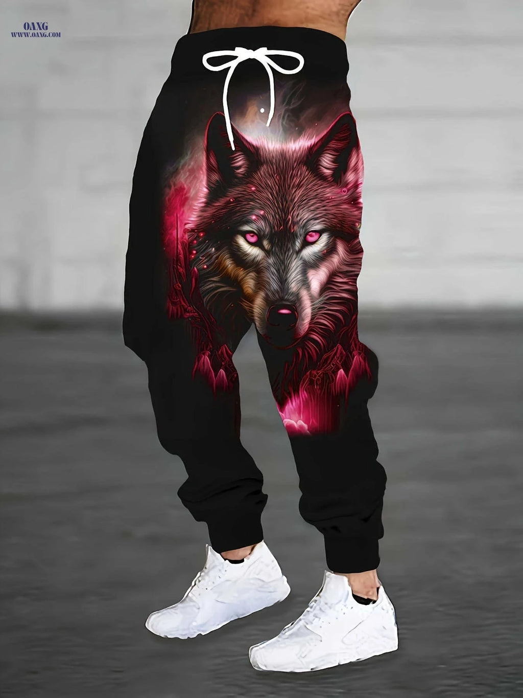Men's 3D Wolf Print Joggers - Casual & Sporty Drawstring Pants   OAXG Blue / FR S