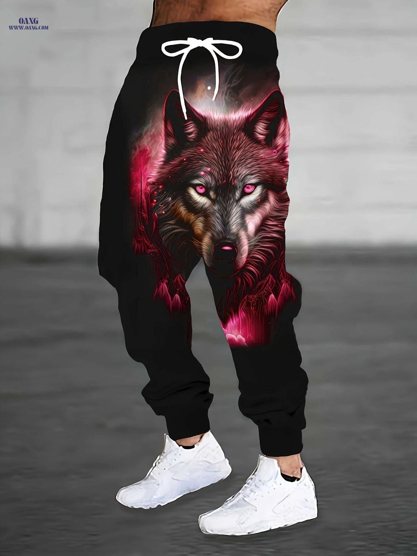 Men's 3D Wolf Print Joggers - Casual & Sporty Drawstring Pants   OAXG Blue / FR S