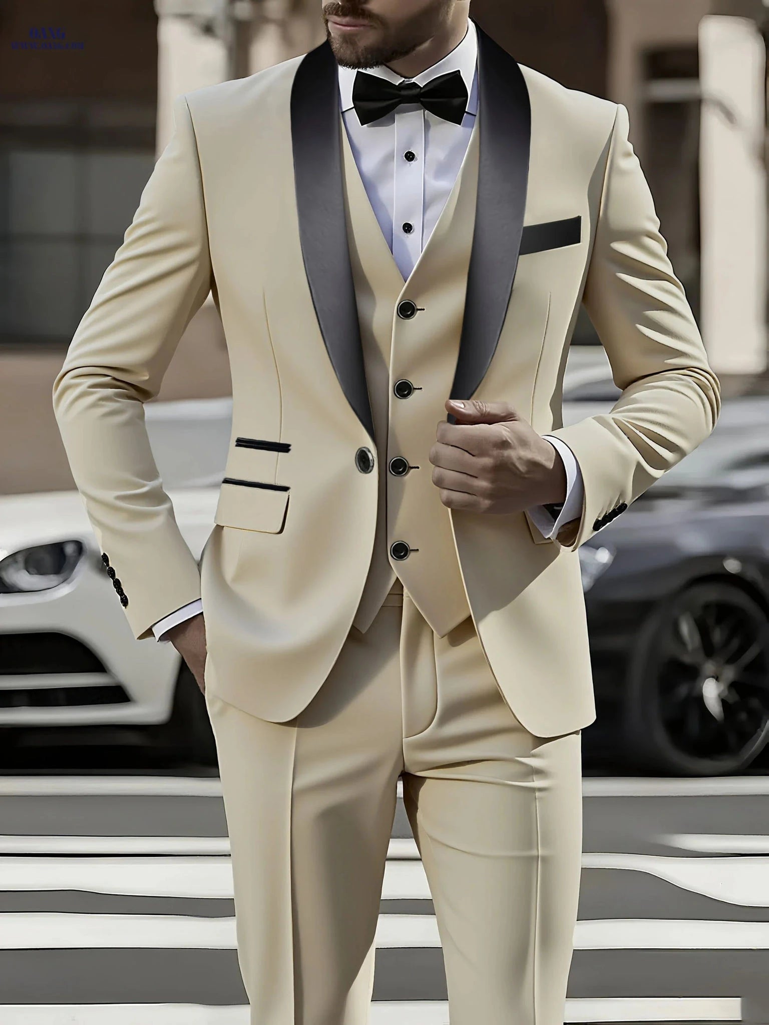 Men's 3pcs Suit Set - Blazer, Vest & Trousers for Formal Events   OAXG 