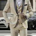 Men's 3pcs Suit Set - Blazer, Vest & Trousers for Formal Events   OAXG Beige / FR XXS