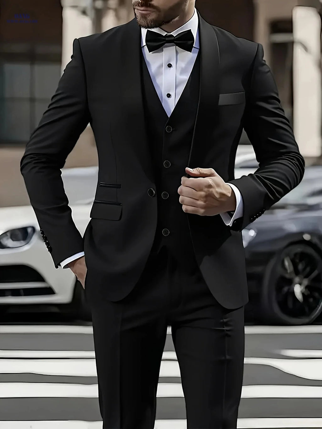Men's 3pcs Suit Set - Blazer, Vest & Trousers for Formal Events   OAXG Beige / FR XXS