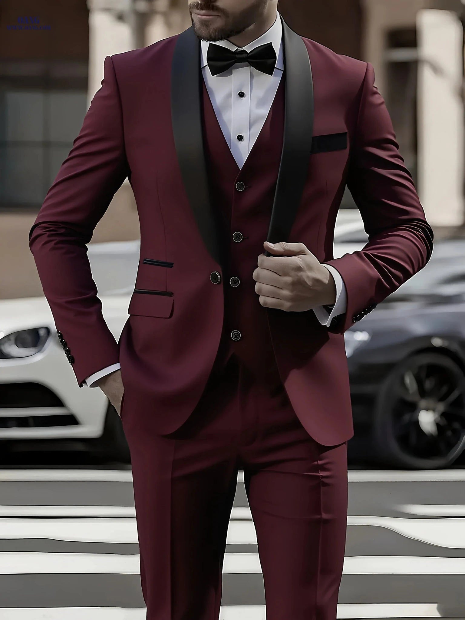 Men's 3pcs Suit Set - Blazer, Vest & Trousers for Formal Events   OAXG Beige / FR XXS