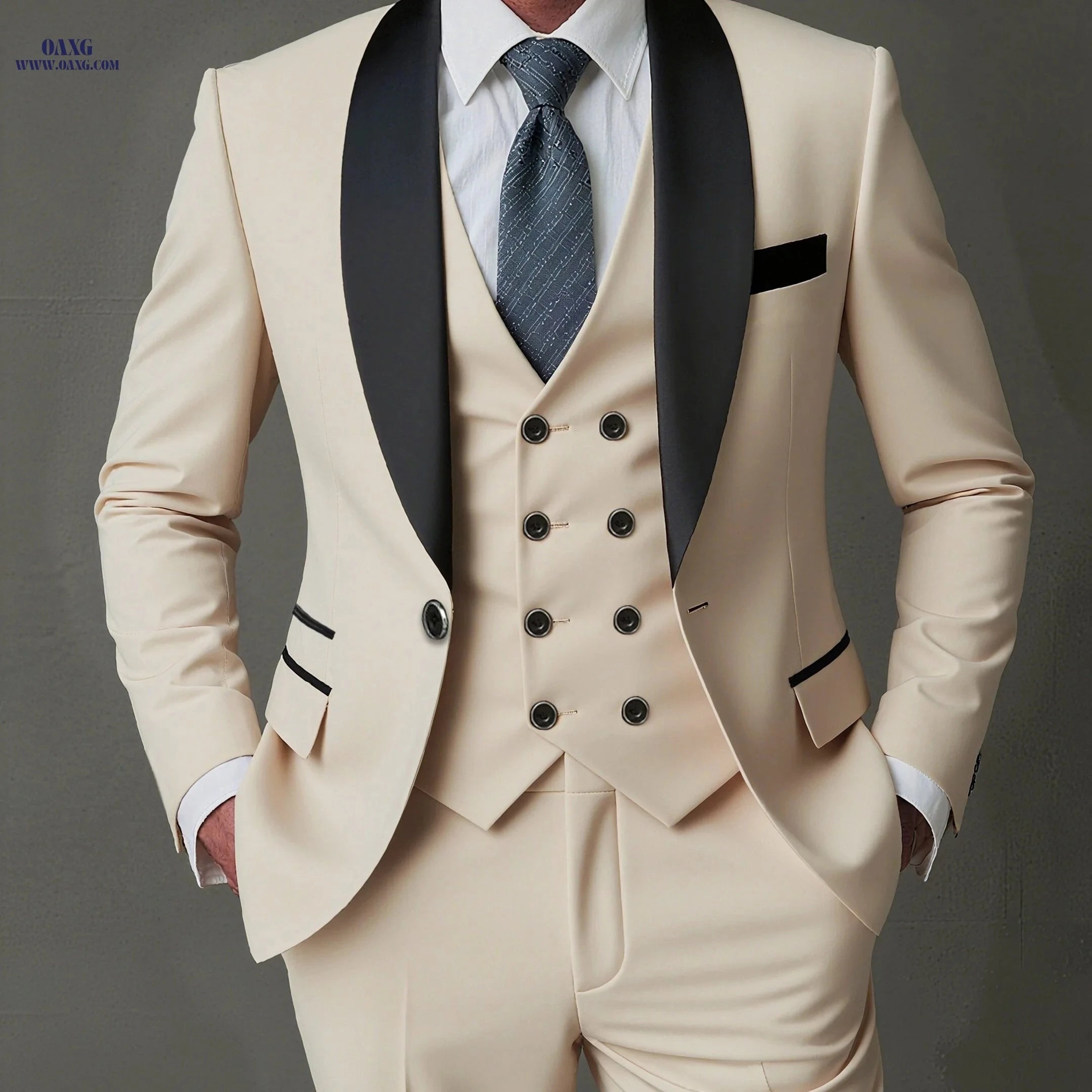 Men's 3pcs Suit Set - Blazer, Vest & Trousers for Stylish Events   OAXG 