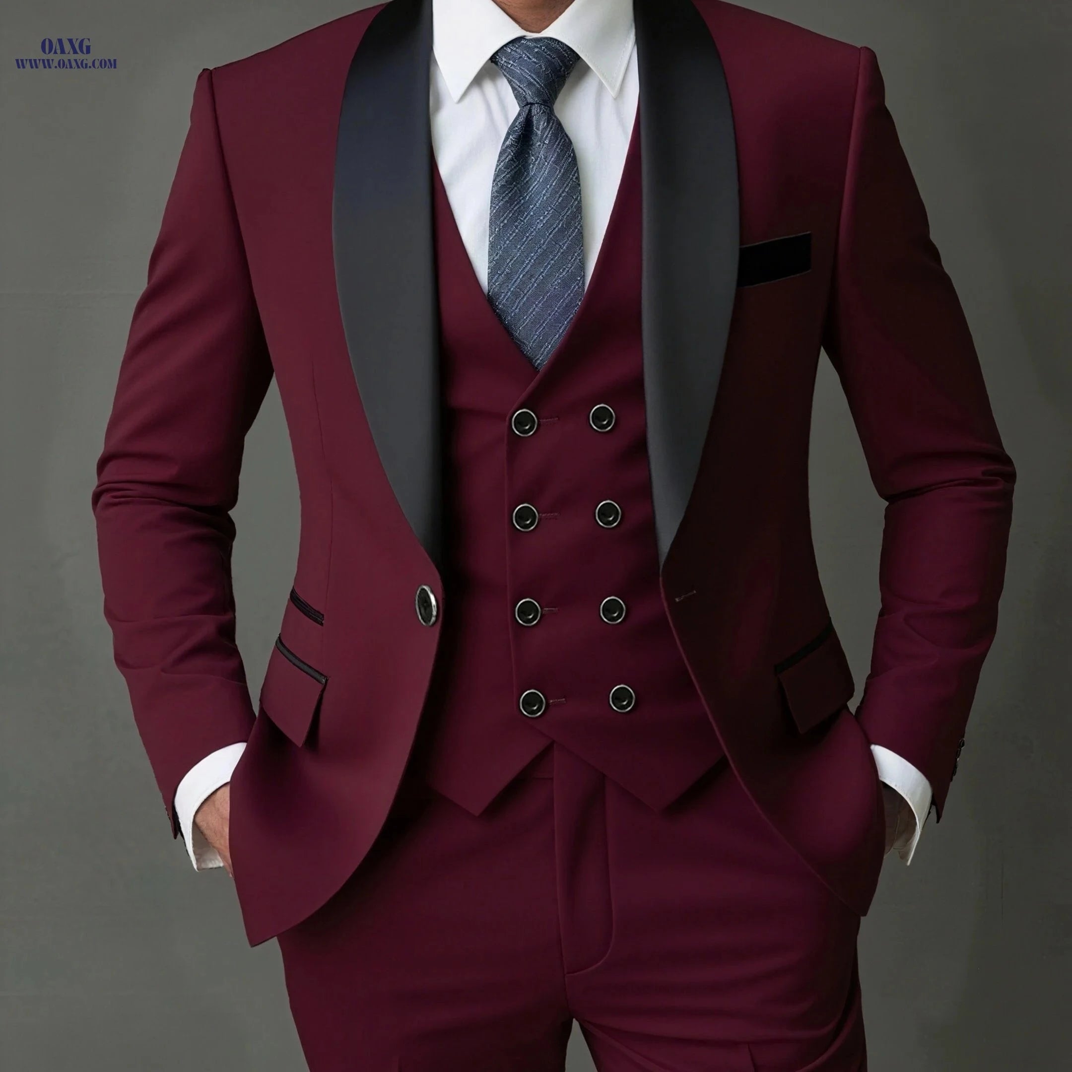 Men's 3pcs Suit Set - Blazer, Vest & Trousers for Stylish Events   OAXG 