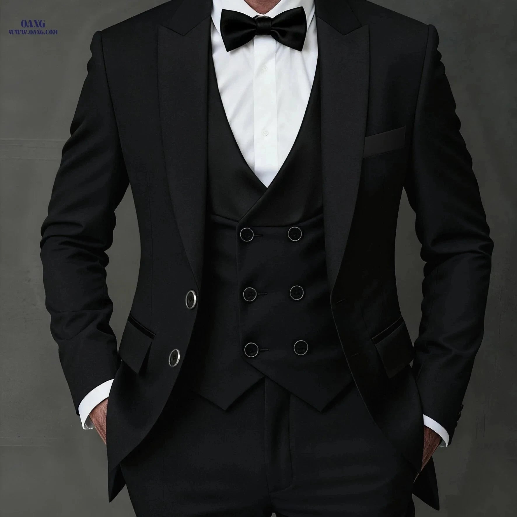 Men's 3pcs Suit Set - Blazer, Vest & Trousers for Stylish Events   OAXG Burgundy / FR XXS
