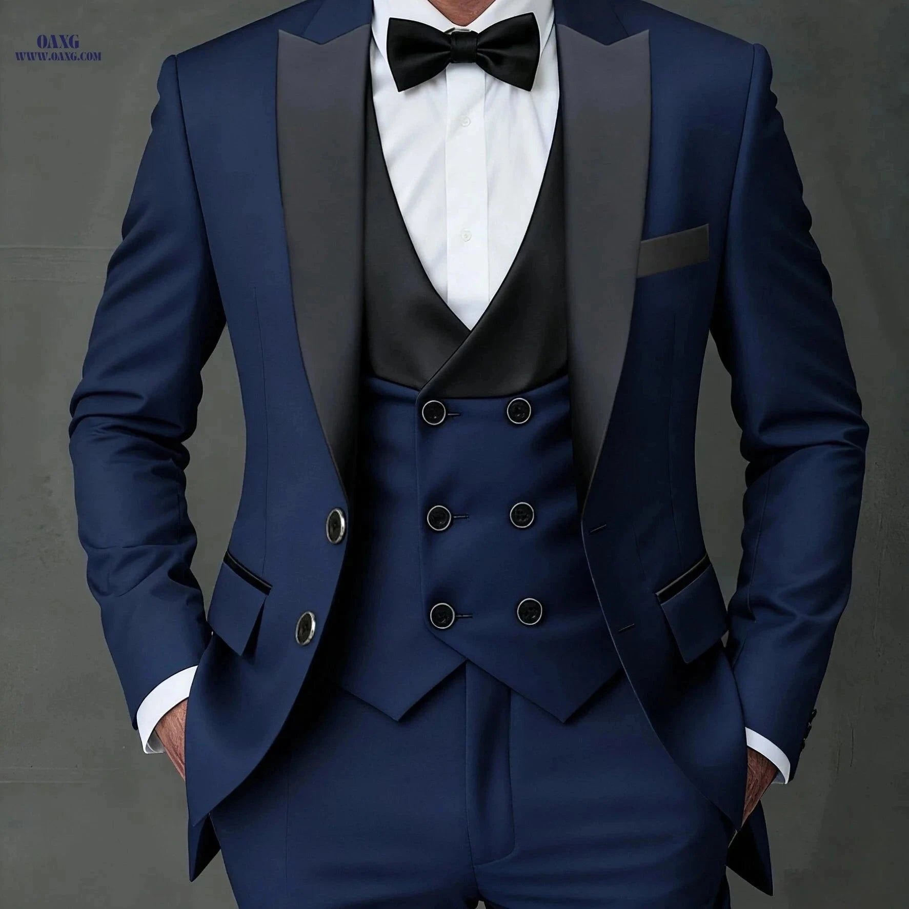 Men's 3pcs Suit Set - Blazer, Vest & Trousers for Stylish Events   OAXG Burgundy / FR XXS
