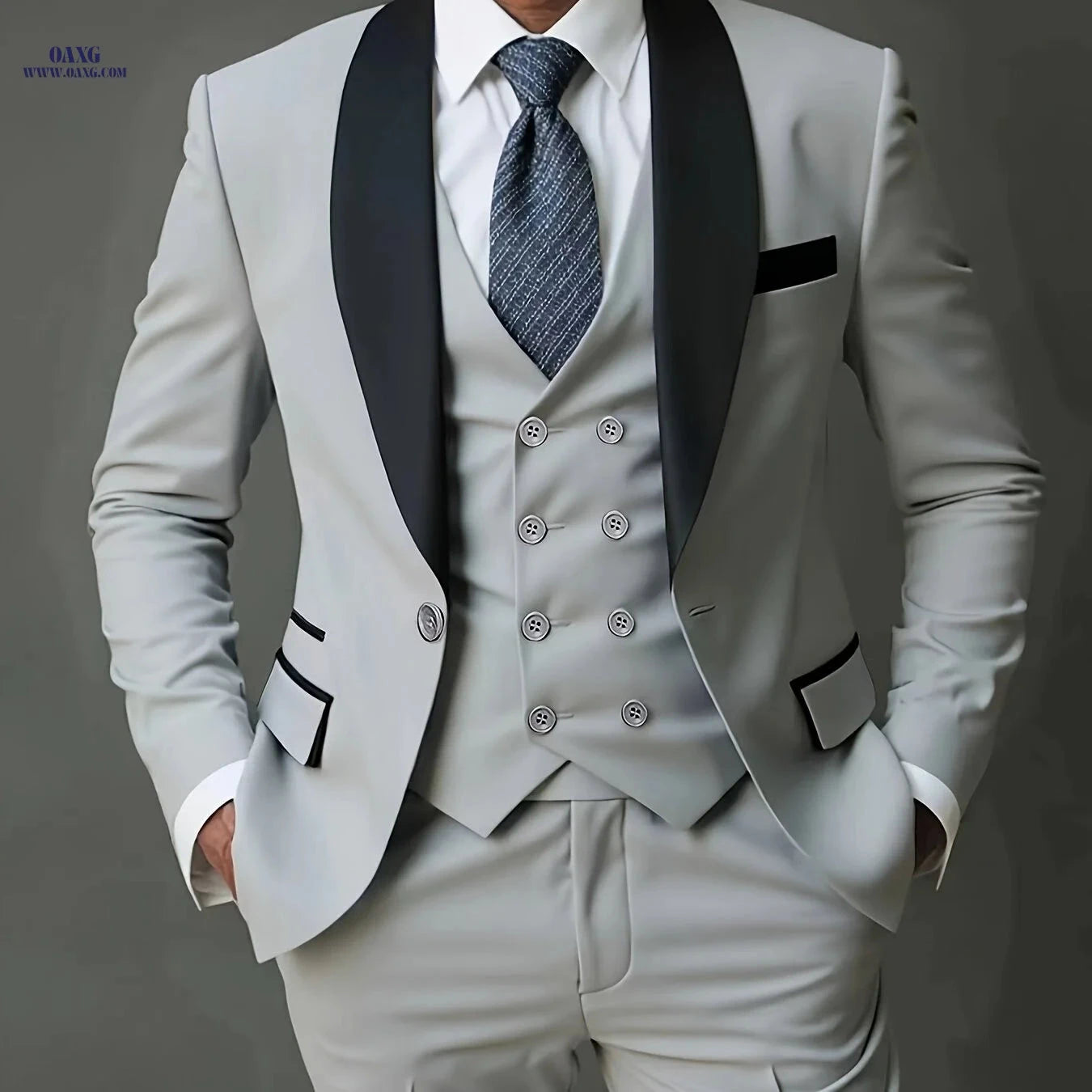 Men's 3pcs Suit Set - Blazer, Vest & Trousers for Stylish Events   OAXG 