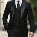 Men's 3pcs Suit Set - Color-Blocked Jacket, Vest & Trousers   OAXG 