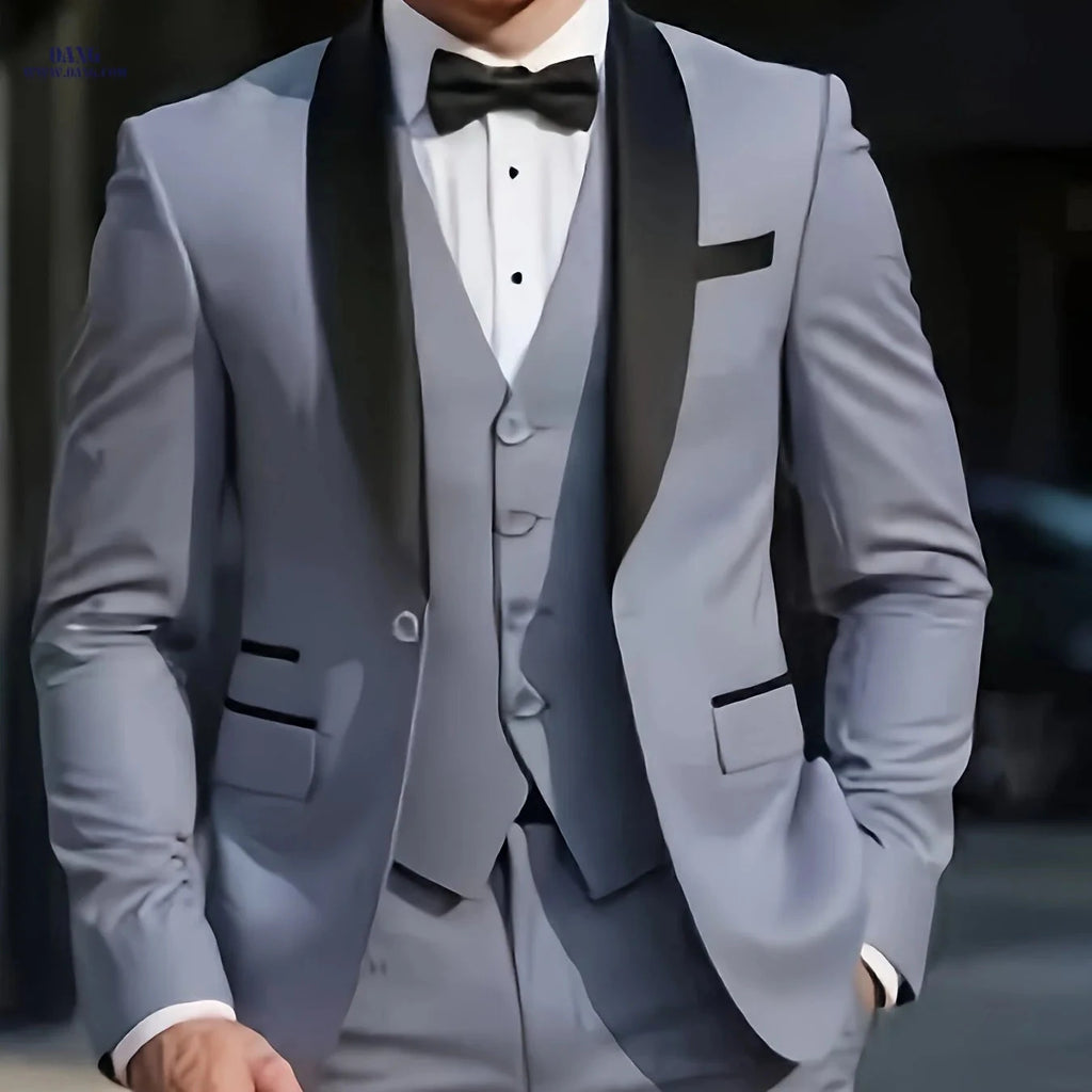 Men's 3pcs Suit Set - Fashionable Jacket, Vest & Trousers Bundle   OAXG 