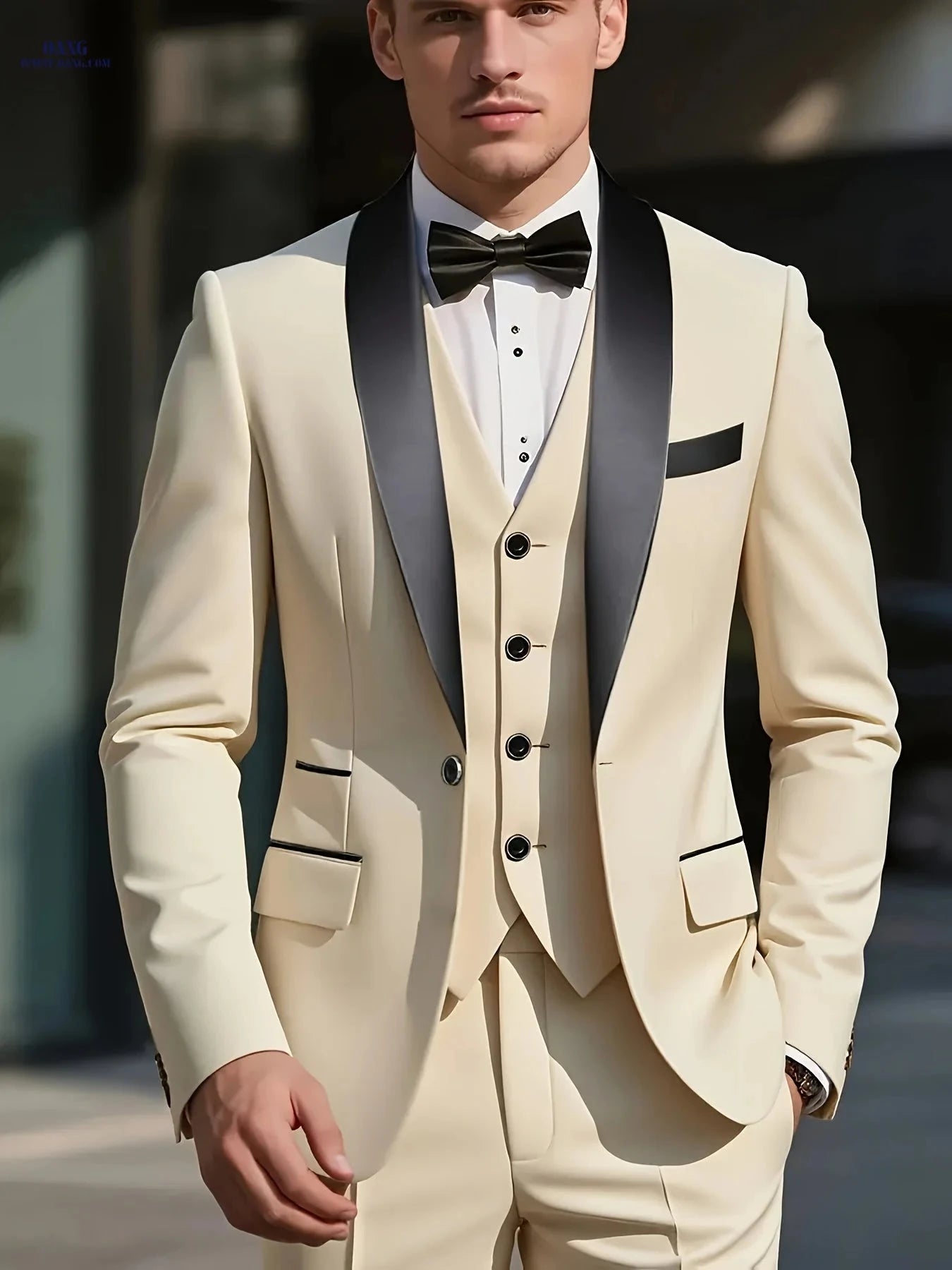 Men's 3pcs Suit Set - Fashionable Jacket, Vest & Trousers Bundle   OAXG Grey / FR XXS