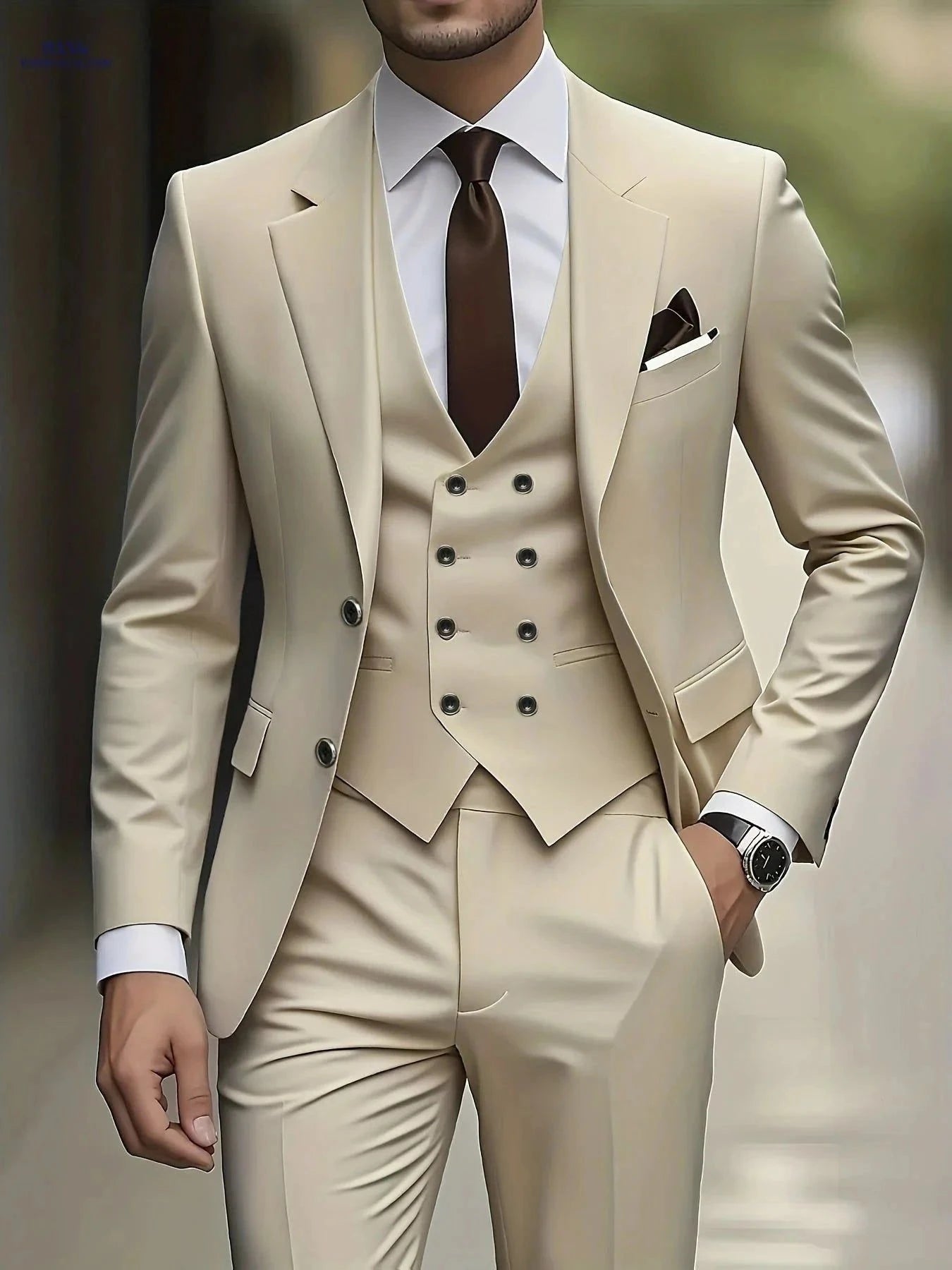 Men's 3pcs Suit Set: Jacket, Trousers, Vest - Perfect for Weddings   OAXG Black / FR XXS