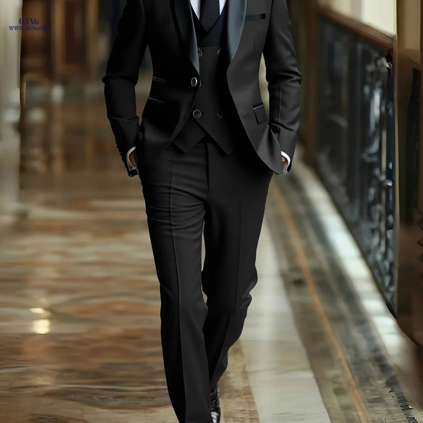 Men's 3pcs Suit Set - Jacket, Vest, Trousers for Formal Events   OAXG 