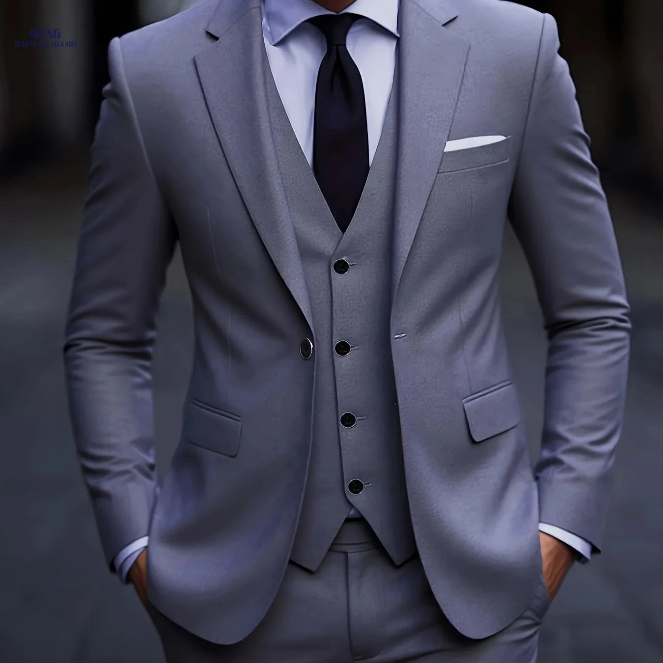 Men's 3pcs Suit Set - Jacket, Vest & Trousers for Formal Events   OAXG 