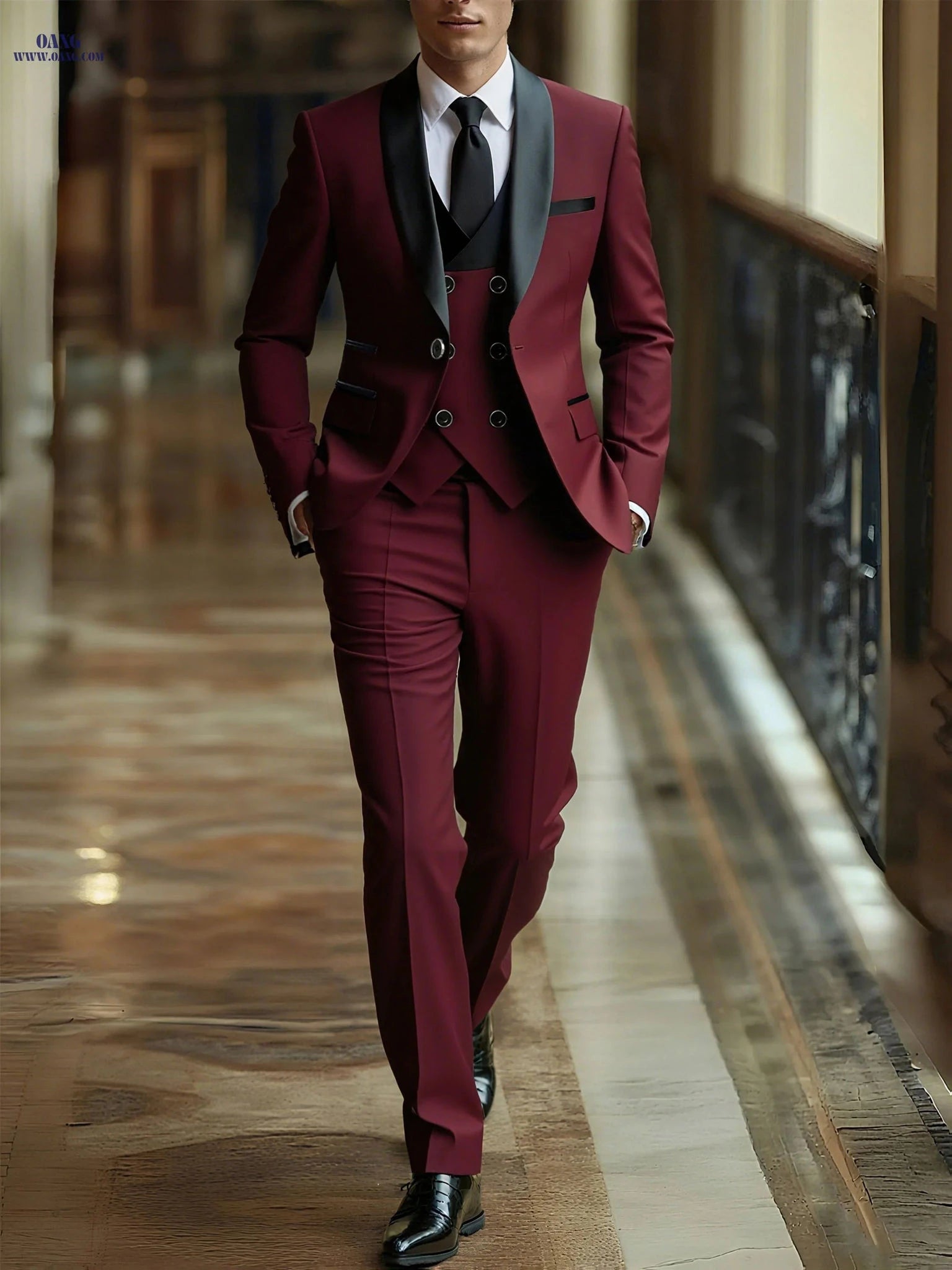 Men's 3pcs Suit Set - Jacket, Vest, Trousers for Formal Events   OAXG 
