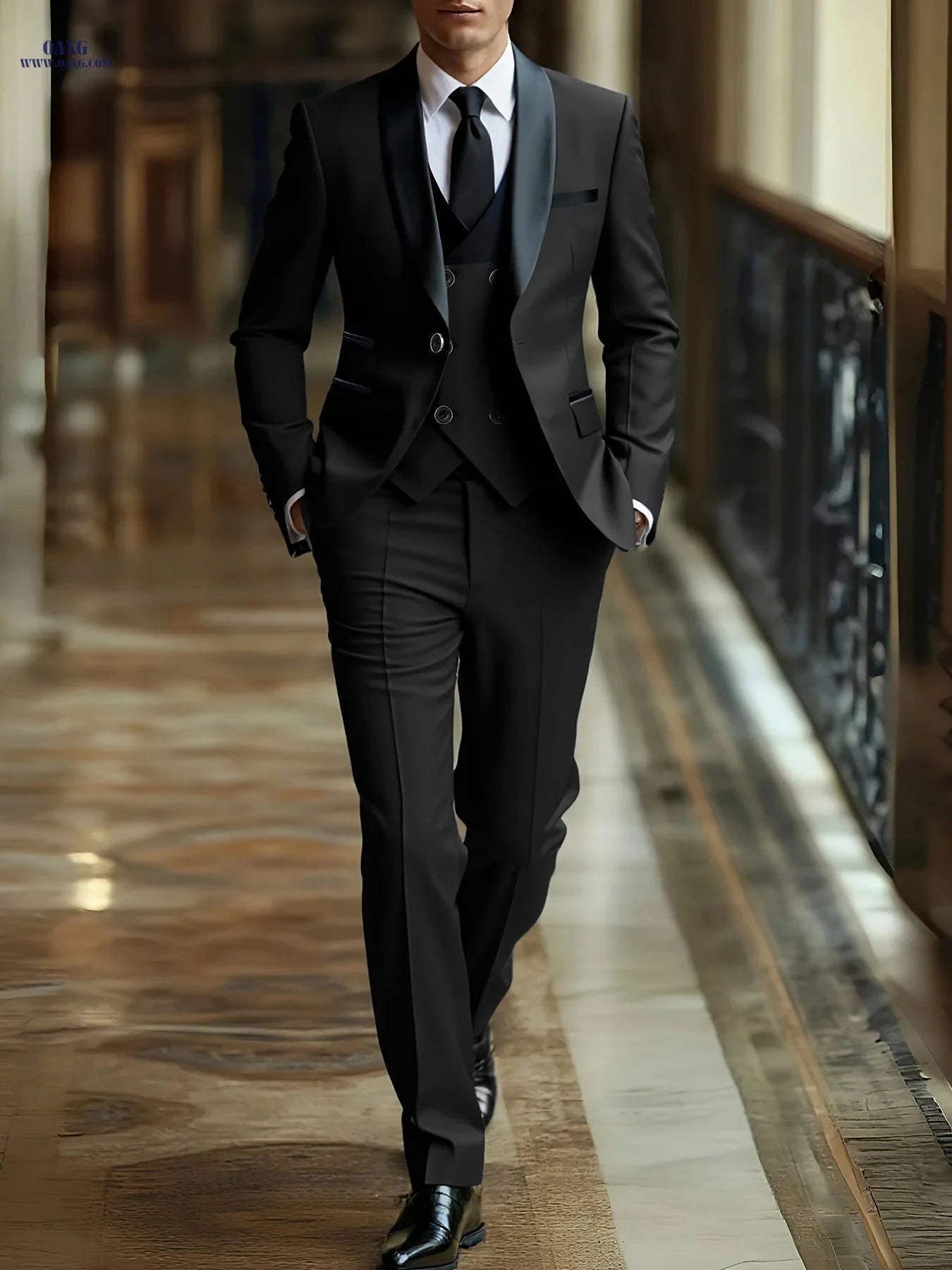 Men's 3pcs Suit Set - Jacket, Vest, Trousers for Formal Events   OAXG Beige / FR XXS