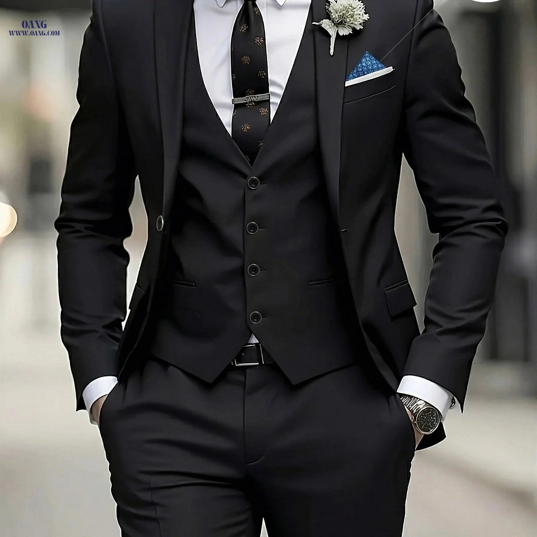 Men's 3pcs Suit Set - Jacket, Vest, Trousers for Formal Events   OAXG Beige / FR XXS