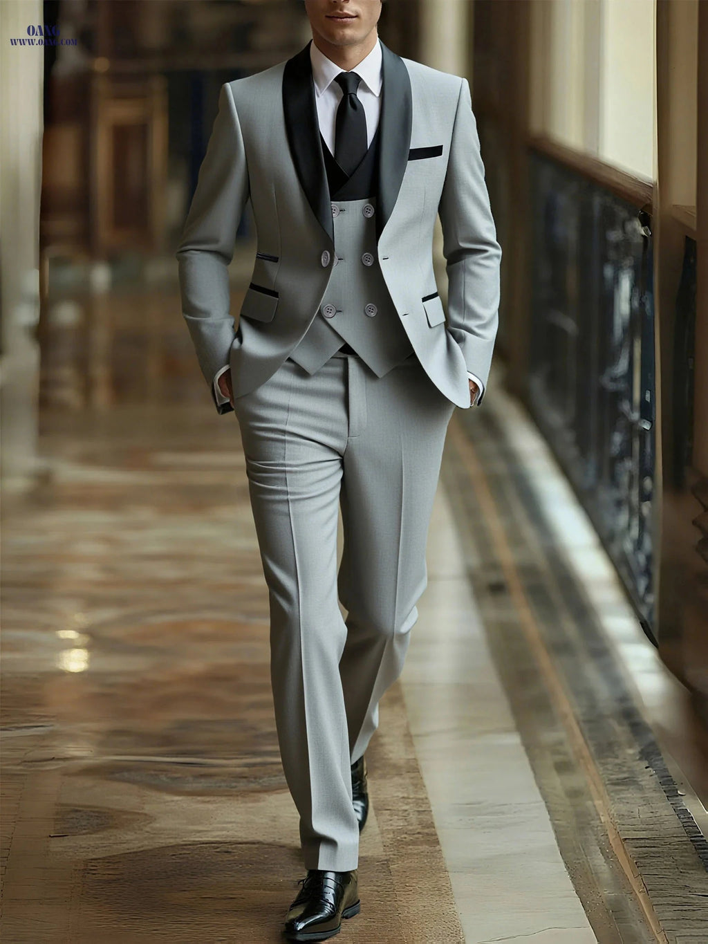 Men's 3pcs Suit Set - Jacket, Vest, Trousers for Formal Events   OAXG Beige / FR XXS