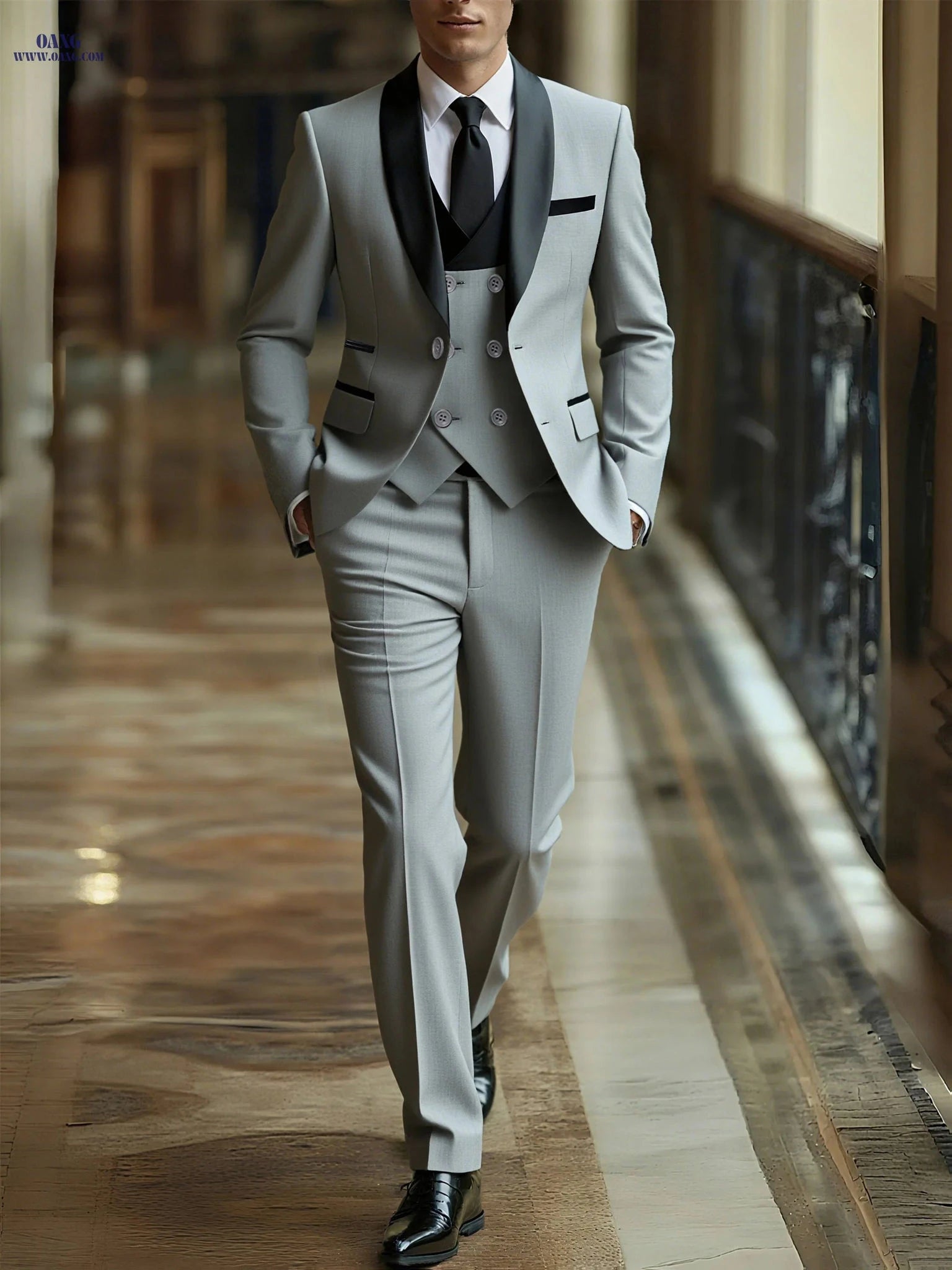 Men's 3pcs Suit Set - Jacket, Vest, Trousers for Formal Events   OAXG Beige / FR XXS