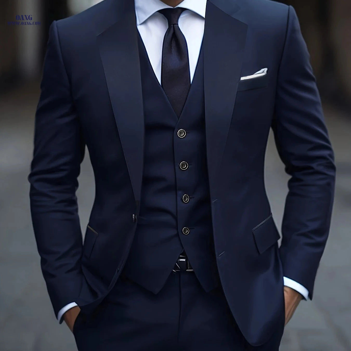 Men's 3pcs Suit Set - Jacket, Vest & Trousers for Formal Events   OAXG Burgundy / FR XXS